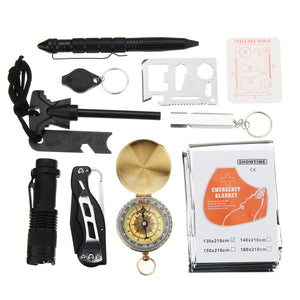 10 In 1 SOS Emergency Survival Equipment Kit Gear Tools Outdoor Tactical Hiking Camping