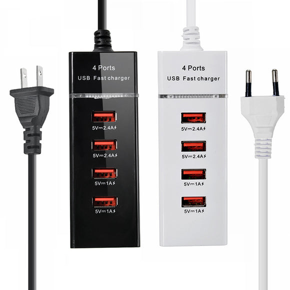 EU US Plug ABS 4 Port USB 2.4A Fast Charger for Samsung iphone Xiaomi Huawei