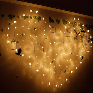 2x1m 128 LED Heart Shape Light String 220V Curtain Light Home Decor for Festival Christmas