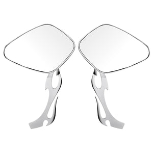 Motorcycle Chrome Glide Flame Mirrors For Harley Davidson Sportster Softail Dyna Electra