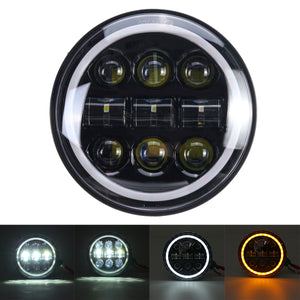 5-3/4 5.75" Motorcycle Projector LED Headlight Sealed Hi-Lo Beam Halo Ring Lamp"