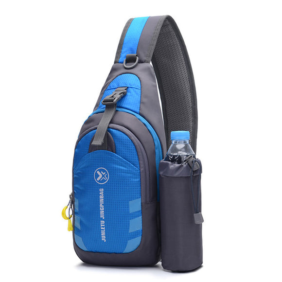 Men Nylon Ultralight Waterproof Sling Bag Daypack Bicycle Gym Crossbody Bag with Water Bottle Holder