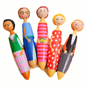 5Pcs Automatic Ballpoint Pen Cartoon Girl Doll Blue Ink Ballpen Cute Gift For School Office