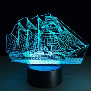 Creative Sailing Boat USB 3D LED Lights Colorful Touch Night Light Christmas Gift