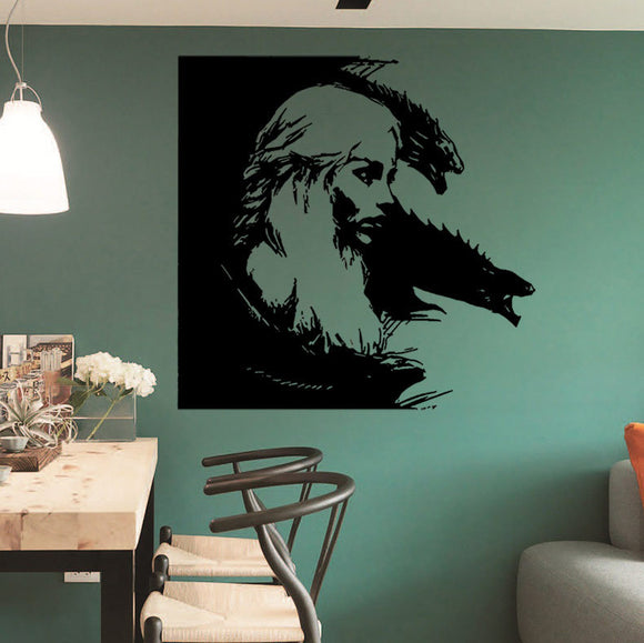 Game Of Thrones Daenerys Targaryen Dragon Mother Portrait Engraved Wall Stickers