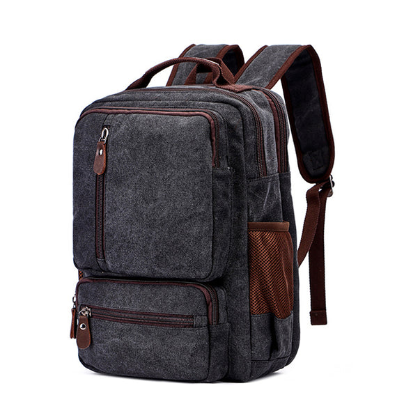 Men Minimalist Fashion Vintage Canvas Outdoor Travel 16 Inch Laptop Bag Backpack