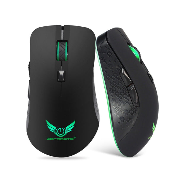 Zerodate X90 2.4GHz 2400DPI Wireless Rechargeable Gaming Mouse 6Buttons 7 Colors Breathing Light