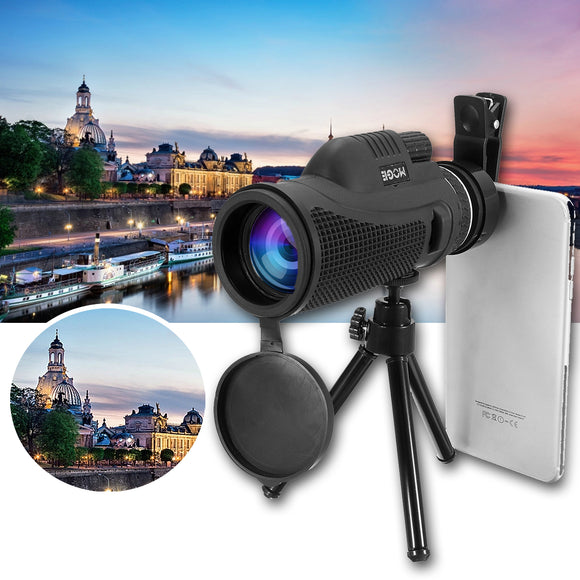 40x60 Monocular Ultra HD Optical Lens Low Light Night Vision Telescope + Clip + Tripod For Phone