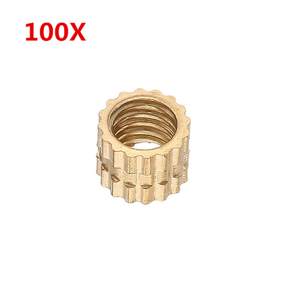 100Pcs M4 x 4mm Brass Knurled Nuts Female Thread Round Insert Embedded Injection Molding Nuts