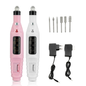 Electric Nail Drill Machine Kit Manicure Pedicure False Nail File Polish Machine Set with 6 Grinding Needles