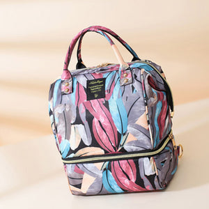 Women Canvas Casual Mummy And Kids Patchwork Backpack Handbag