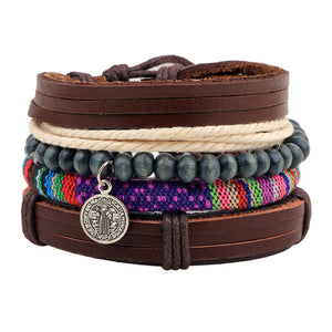 Samba Christian Jewelry Woven Beads Leather Bracelet For Men Women