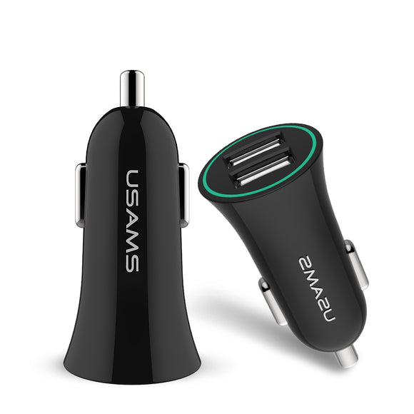 USAMS US-CC013 2.1A 2 USB Ports Small Horn Type Car Charger For iphone7/7Plus Samsung S8 Xiaomi 6