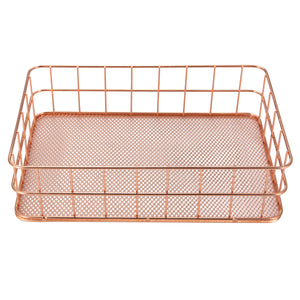 24X16X6cm Elegant Rose Gold Square Iron Desktop Storage Case Organizer for Office Home