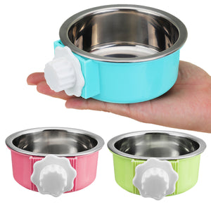 5cm Stainless Steel Hang-on Bowl For Pet Dog Cat Crate Cage Outdoor Food Dish Food Water Bowl