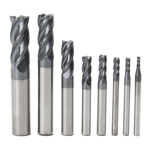 Drillpro 8pcs 2-12mm 4 Flutes Carbide End Mill Set Tungsten Steel Milling Cutter CNC Tool