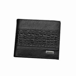 Men Genuine Leather Crocodile Wallet Simple Black Brown Purse