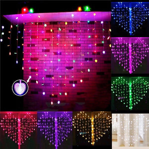 128 LED Heart-Shape Fairy String Curtain Light Valentine's Day Wedding Christmas Decor