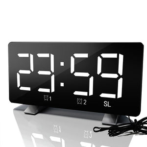 Digital FM Radio Dimmer LED Dual Alarms USB Charging Port Alarm Clock