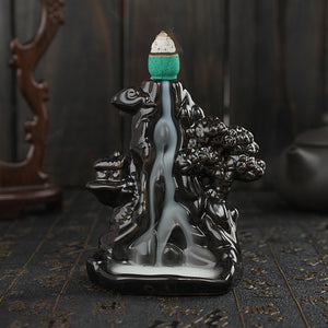 Ceramic Backflow Incense Cone Burner Holder Mountain Fragrance Fragrant Home Censer Decor