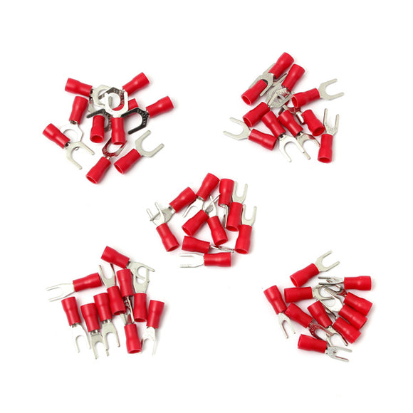 10pcs Red Insulated Fork Wire Connector Electrical Crimp Terminal 22-16AWG