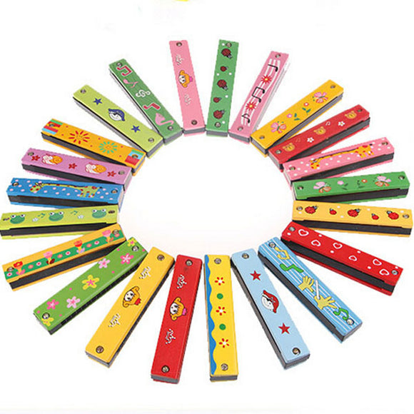 Baby Kids Child Colorful Wooden Harmonica Toy Educational Musical Instrument