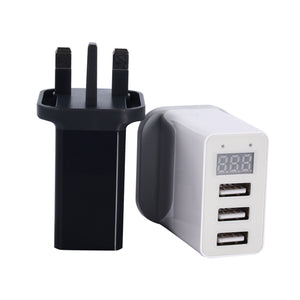 Bakeey 2.4A LED Display 3 Ports UK Plug Fast Travel Wall Charger For iPhone X 8Plus Oneplus5 Xiaomi6