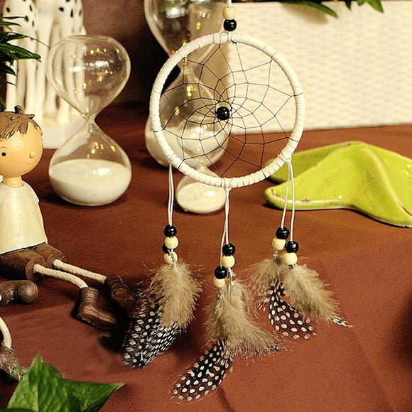 Handmade Dreamcatcher Car Wall Window Hanging Ornaments Guineafowl Feather Flocking Decor