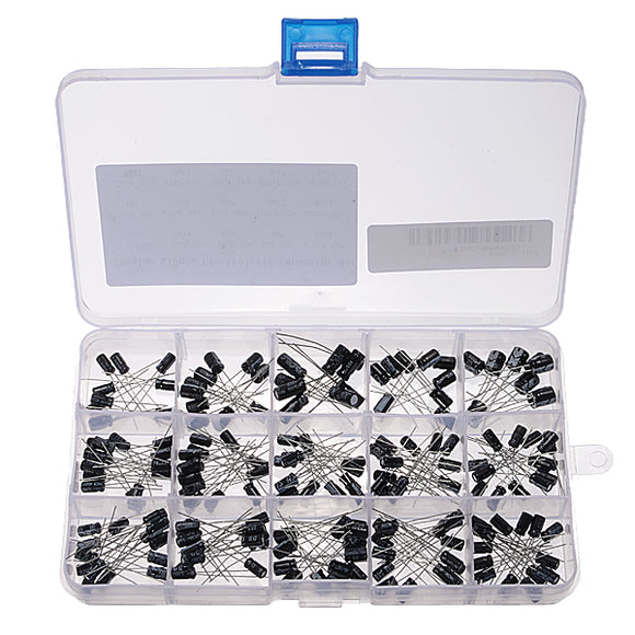 215pcs 15 Values 0.1uF-330uF Mix Electrolytic Capacitor Kit With Storage Box