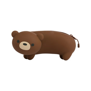 Jordan&Judy YD001 Cartoon Silicone Pencil Case Container Pencil Bags Kawaii Cute Brown Bear 3D Pencil Case School Supplies Stationery Gifts