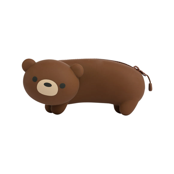 Jordan&Judy YD001 Cartoon Silicone Pencil Case Container Pencil Bags Kawaii Cute Brown Bear 3D Pencil Case School Supplies Stationery Gifts