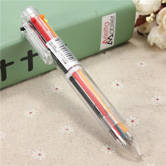 6 Colors Ball Pen Changeable Ink Pen Retractable Paper Multicolored