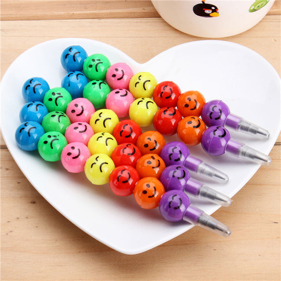 5pcs Smile Face Pencils For Children Round Ball Shape Cute Pencil Study Stationary