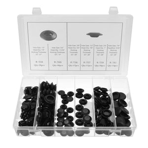 141Pcs Flush Mount Black Plastic Assortment Auto Body Sheet Metal Hole Plug Car Tool