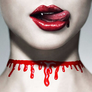 Women's Red Horror Drip Blood Party Chain Punk Gothic Necklace Halloween Jewelry