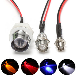 10Pcs Waterproof 12V Pre-Wired Car Constant Ultra Bright LED Water Clear Bulb With Metal Ring