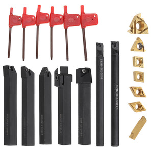 Machifit 7pcs 12mm Shank Lathe Boring Bar Turning Tool Holder Set with Carbide Inserts