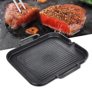 BBQ Grill Pan Non-stick Cooking Grill Pan Iron Steak Frying Pan Camping Picnic Cookware