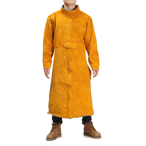 Durable Leather Welding Long Coat Apron Protective Clothing Apparel Suit