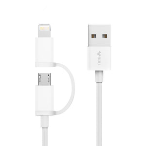 BULL GN-USJ810 2 in 1 2.1A Micro USB +Lightning forFast Charging Data Cable for iPhone