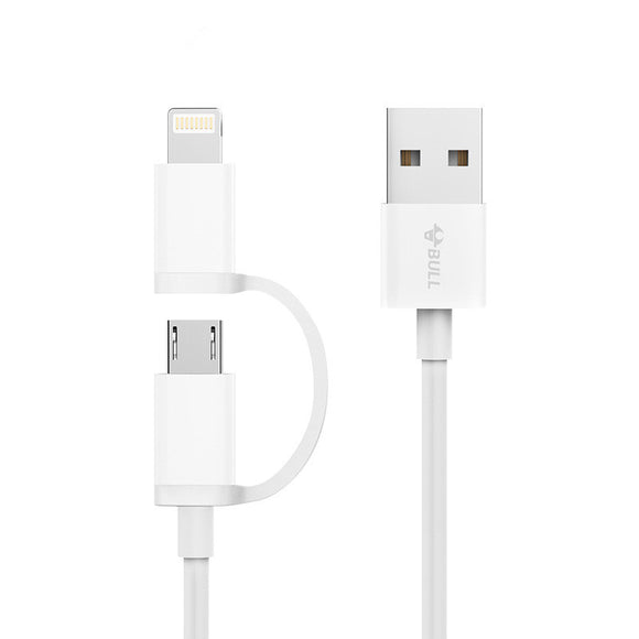 BULL GN-USJ810 2 in 1 2.1A Micro USB +Lightning forFast Charging Data Cable for iPhone