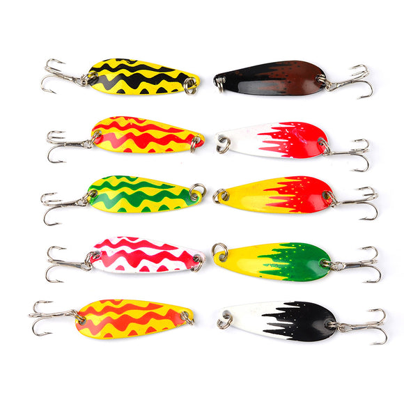 Proberos 10pcs Spoon Plastic Fishing Lures Plastic Bait with Hooks