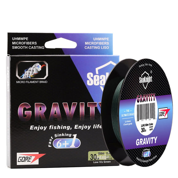 SeaKnight GRAVITY 150M 20-40LB Braided Wire Fishing Line 6+1 Strands Green Fast Sinking Line