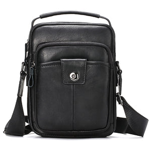 Men Genuine Leather Black Business Crossbody Bag Shoulder Bag