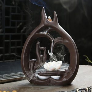 Backflow Incense Burner Incense Holder Lotus Flower Bottle Home Office Tea-house Decorations