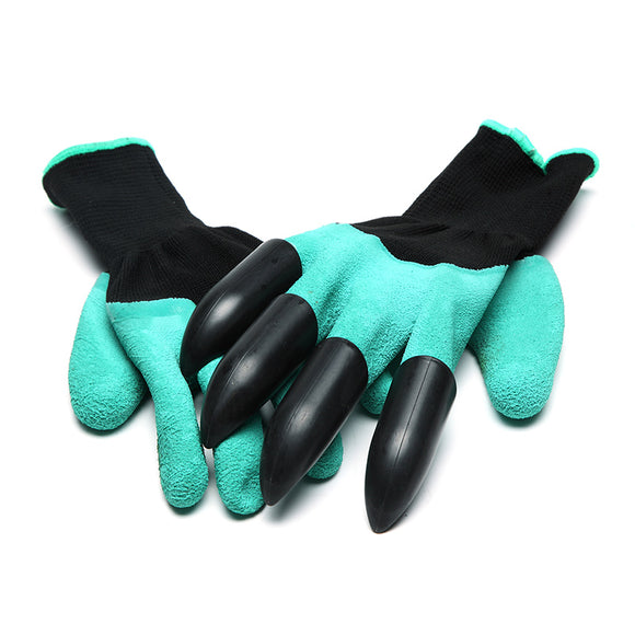 A Pair Gardening Digging Gloves Planting Rubber Polyester Safety Work Gloves