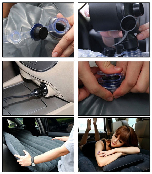 Inflatable Travel Car Air Mattresses Bed Rear Seat Sleep Rest Mat Pillow With pump Accessories