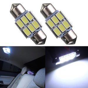 31mm 5630 6-SMD Festoon LED Interior Map Dome Lights Bulb DE3175 3022 3021 2W White 2PCS