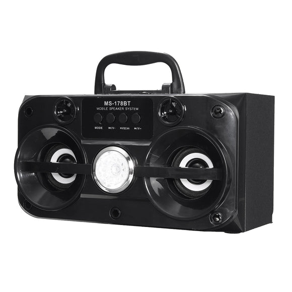 LED Bluetooth Wireless Portable USB/TF/AUX/FM Radio Stereo Outdoor Speaker Black