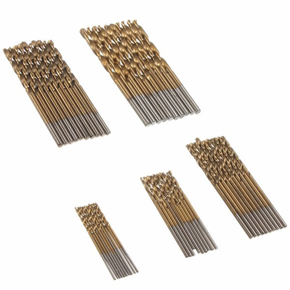 50pcs 1/1.5/2/2.5/3mm Titanium Coated HSS Drill Bits Set Manual Twist Drill Bits